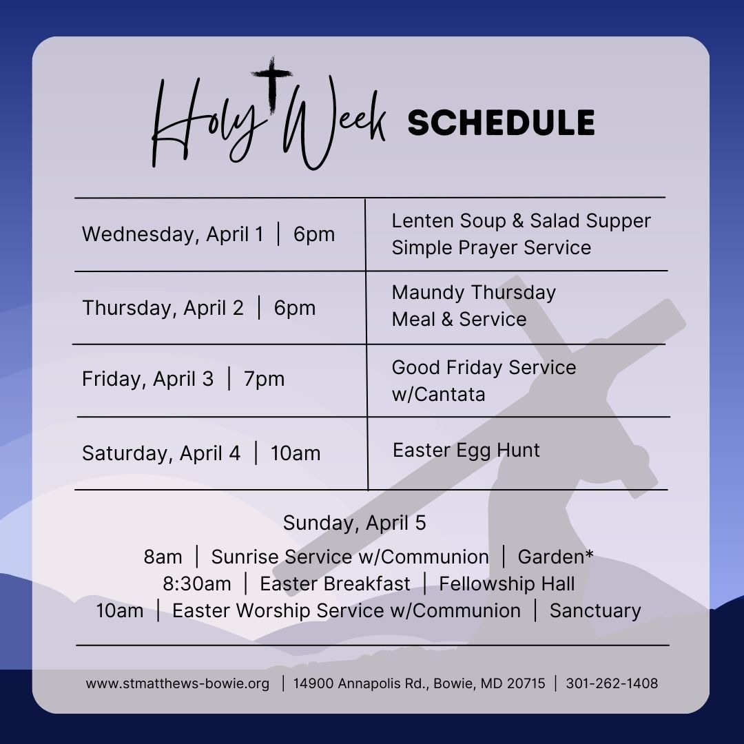 Methodist Holy Week Holy Week 2026 - st. matthew’s united methodist church
